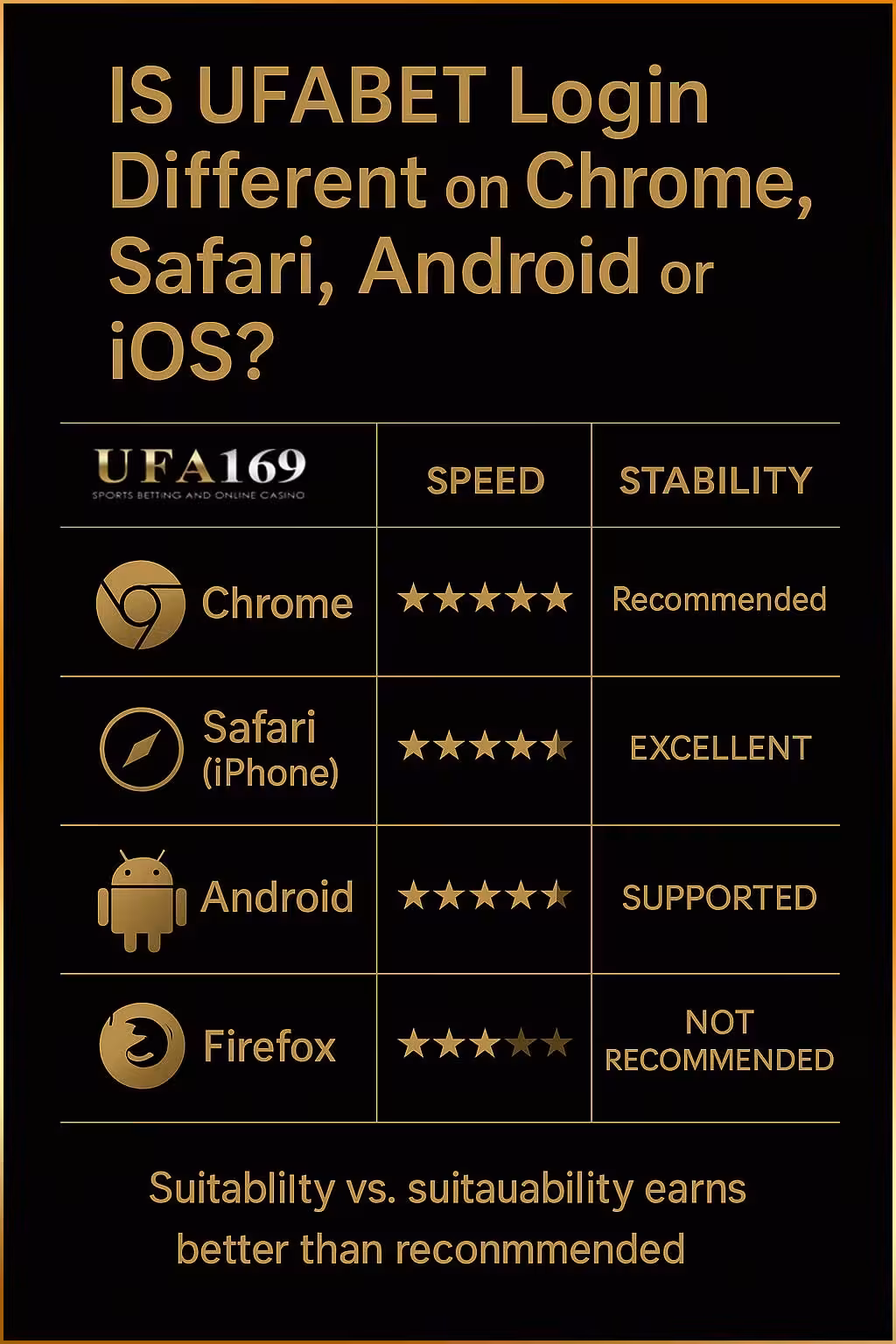 UFABET login link for Chrome / Safari / Android / iOS, are they different?
